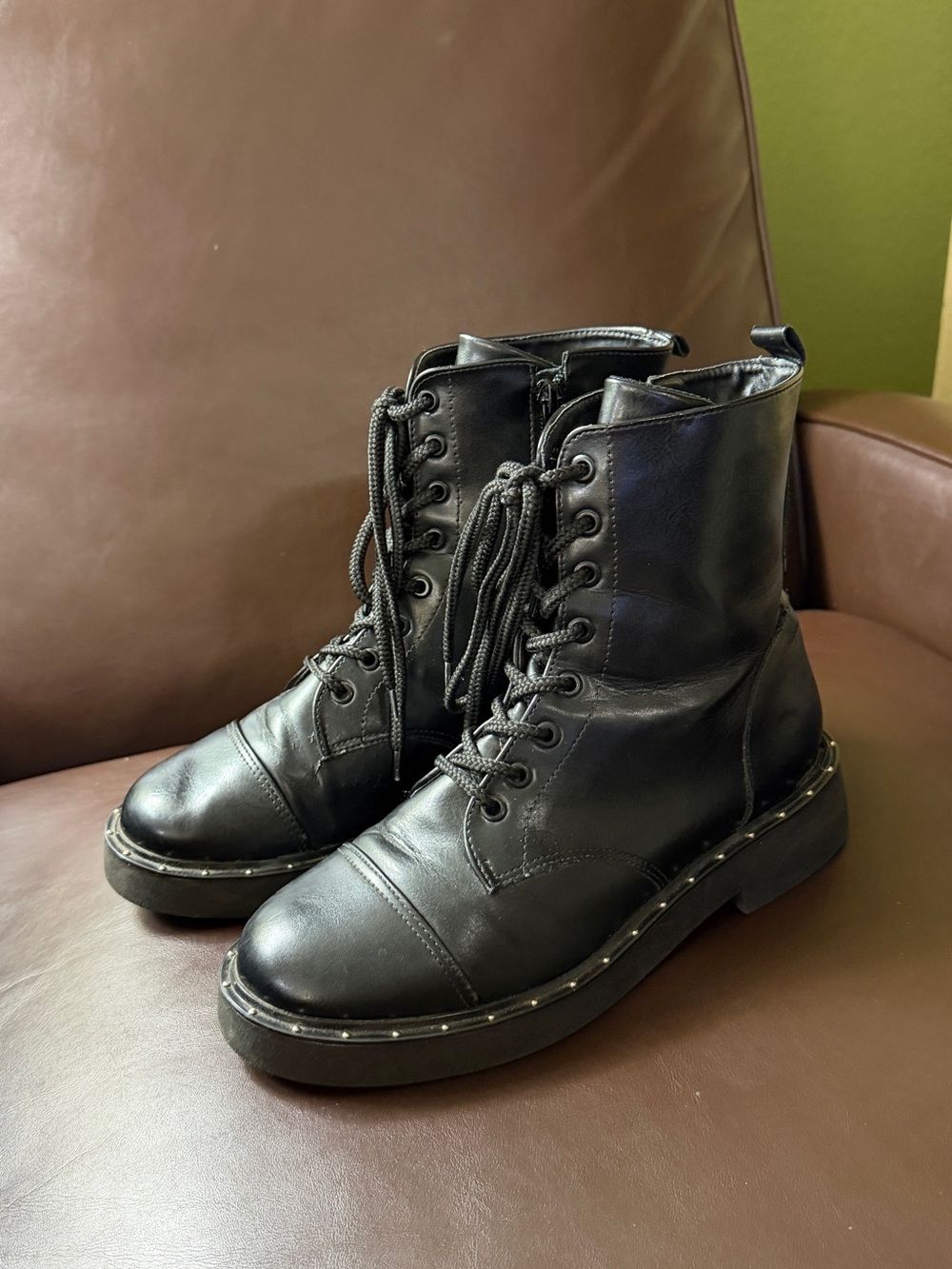 Black Sparkle Combat Boots - Size 7 Women’s